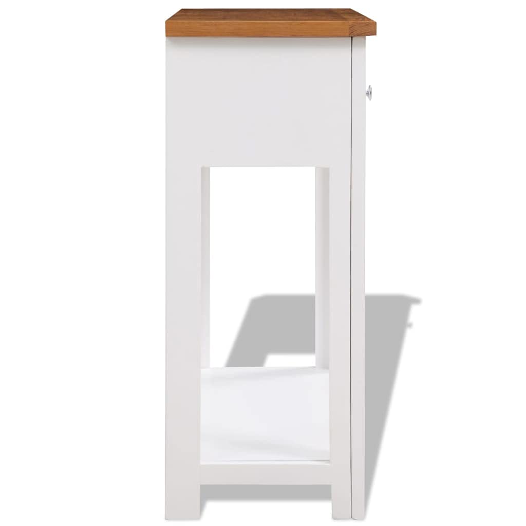 Solid Oak Wood Console Table with 2 Drawers and Shelf Z834