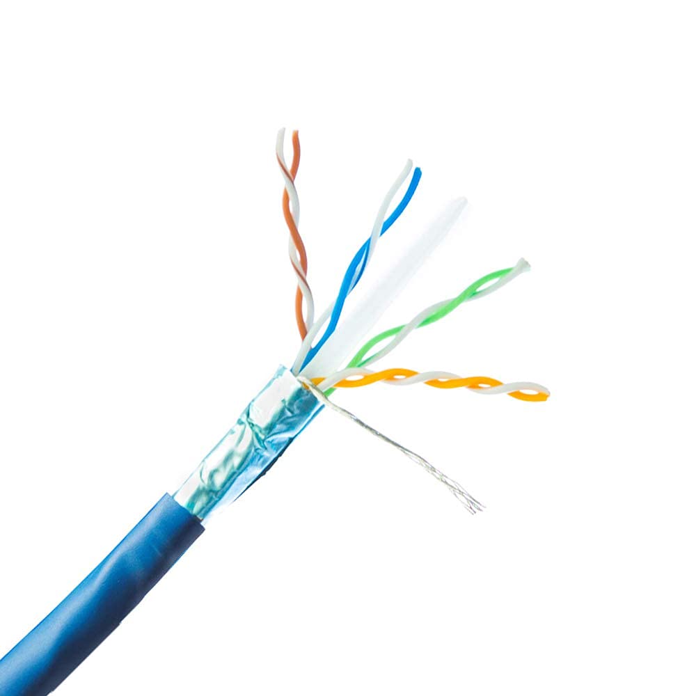 Cat6 Plenum Shielded 1000ft 23AWG Solid Bare Copper Ethernet Cable I8739
