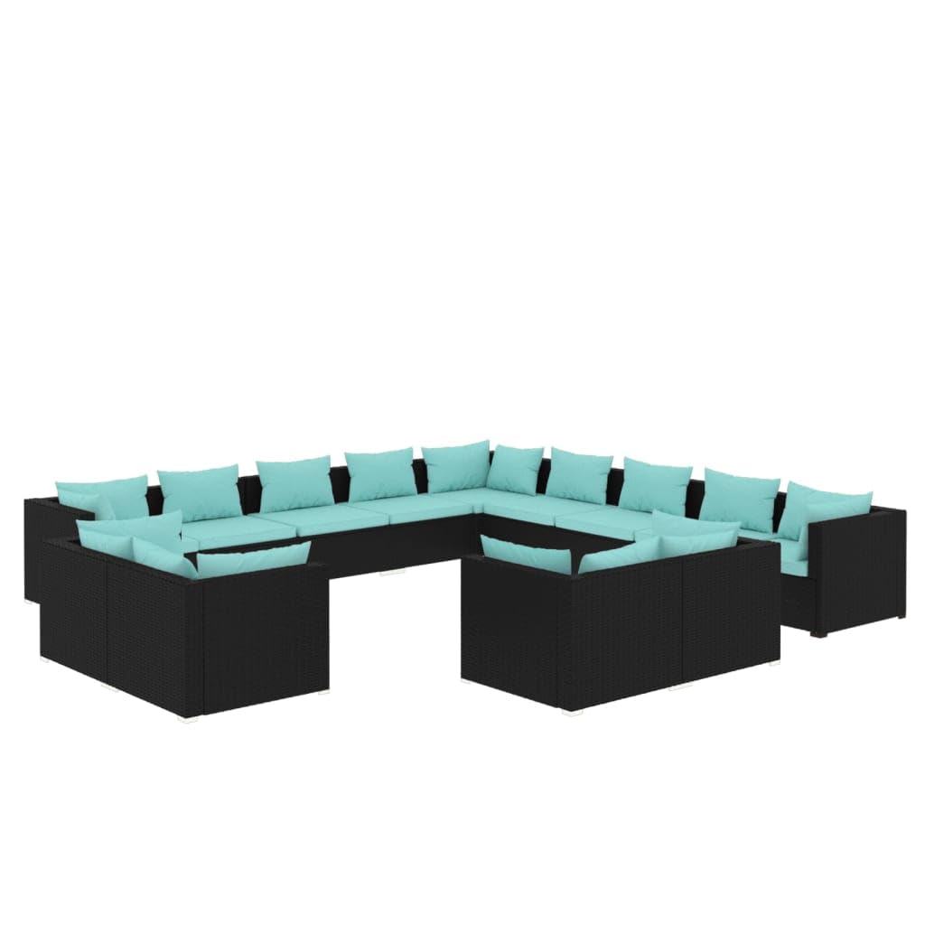Black 13-Piece PE Rattan Outdoor Sectional Sofa I330