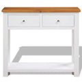 Solid Oak Wood Console Table with 2 Drawers and Shelf Z834