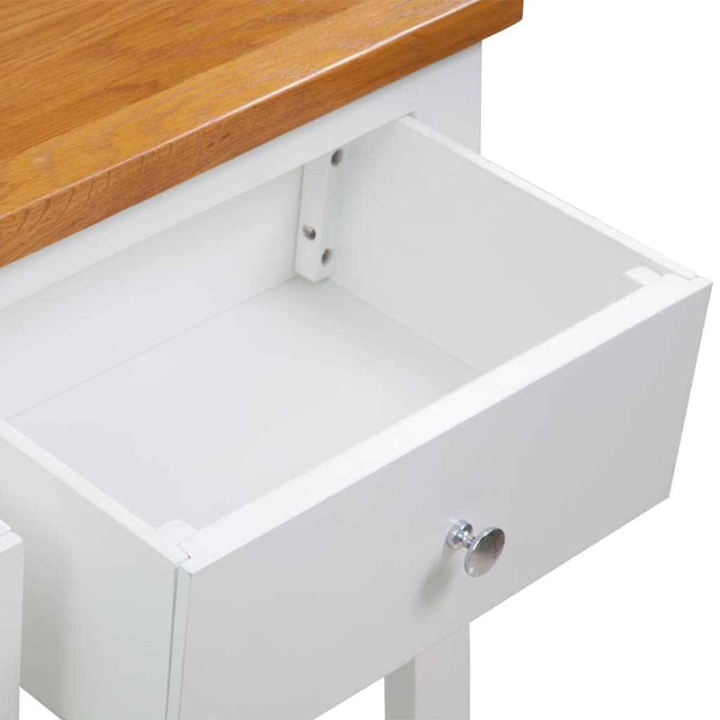 Solid Oak Wood Console Table with 2 Drawers and Shelf Z834