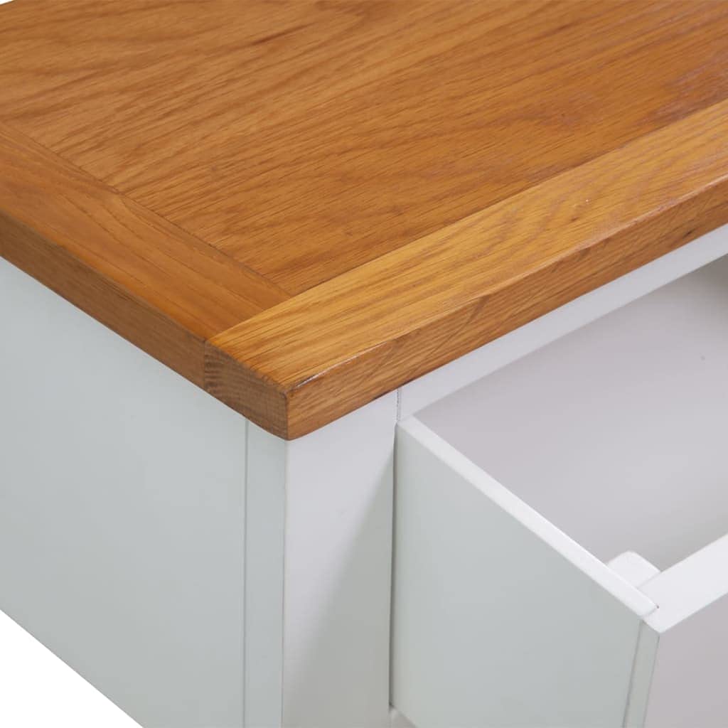 Solid Oak Wood Console Table with 2 Drawers and Shelf Z834