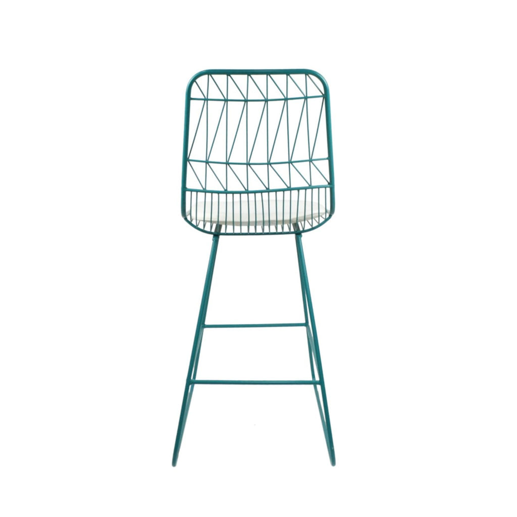Teal Iron Patio Bar Stools with Cushion, Set of 2 G342