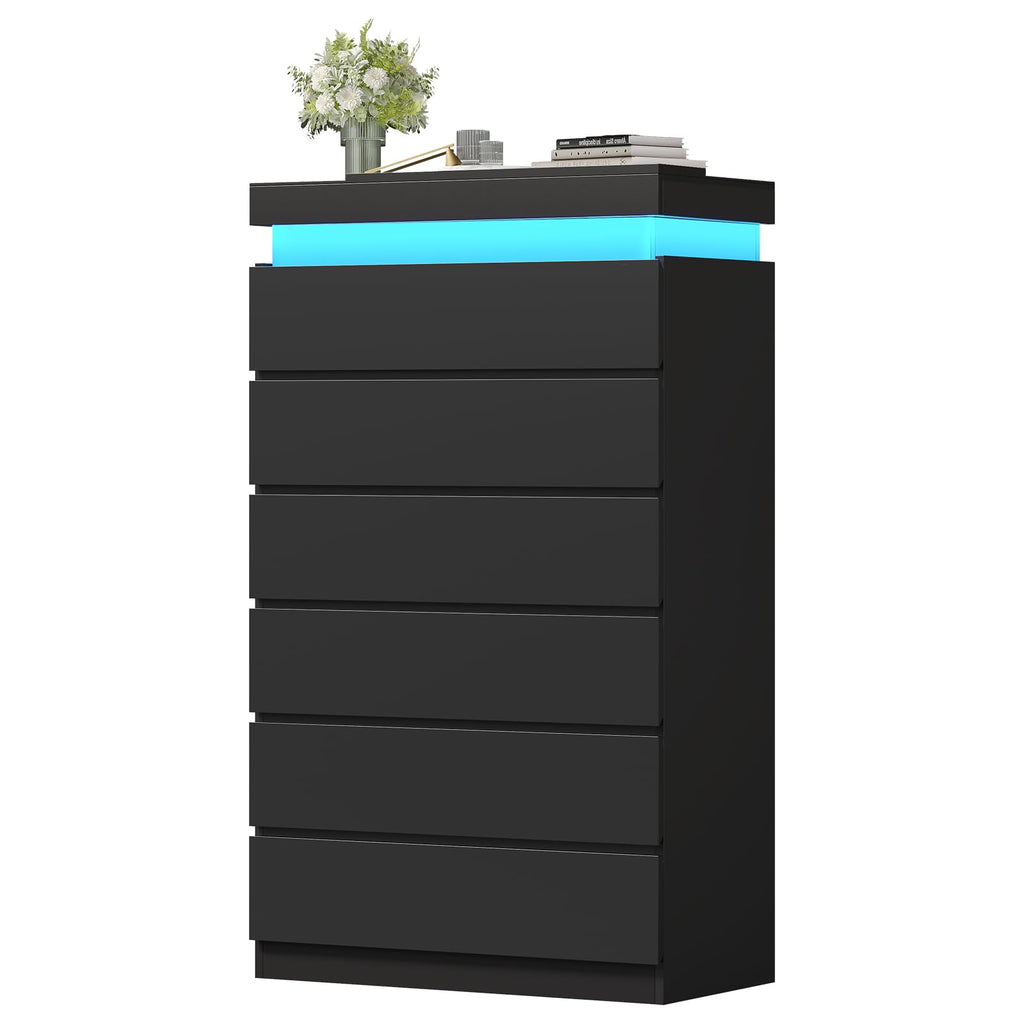 Black 6 Drawer Dresser M620