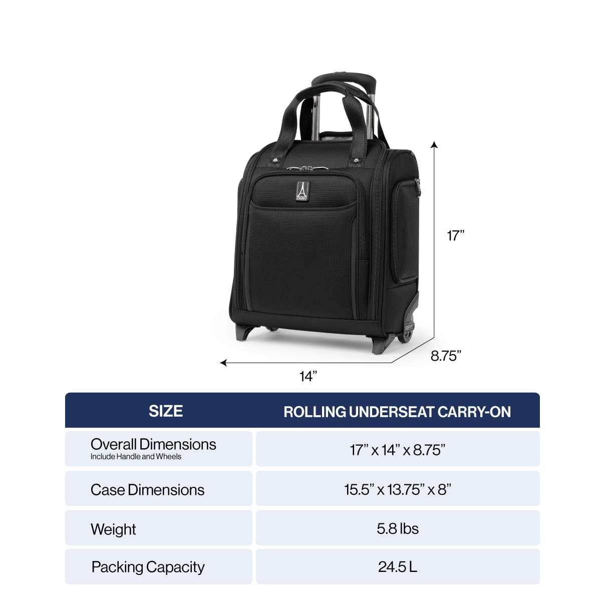 Softside Carry-On Underseat Bag, Black, 17-Inch P734