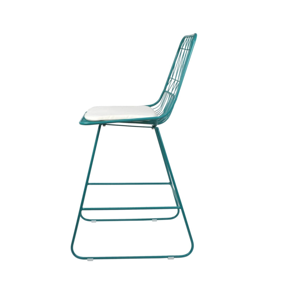 Teal Iron Patio Bar Stools with Cushion, Set of 2 G342