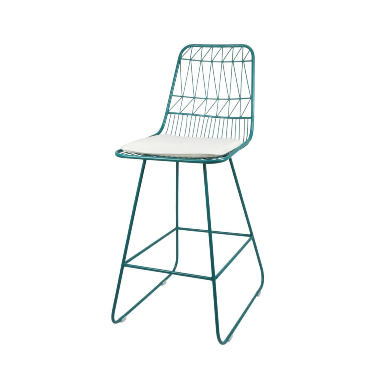 Teal Iron Patio Bar Stools with Cushion, Set of 2 G342