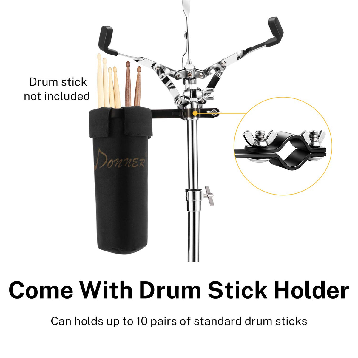 Adjustable Double Braced Snare Drum Stand with Drumstick Holder D105