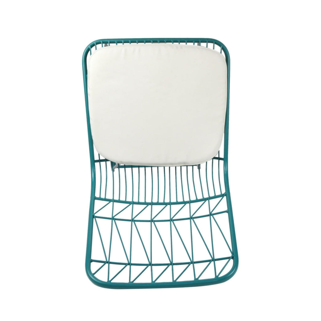 Teal Iron Patio Bar Stools with Cushion, Set of 2 G342