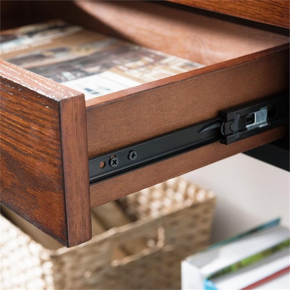 Industrial Wood Console Table with 2 Drawers and Storage Shelf B196