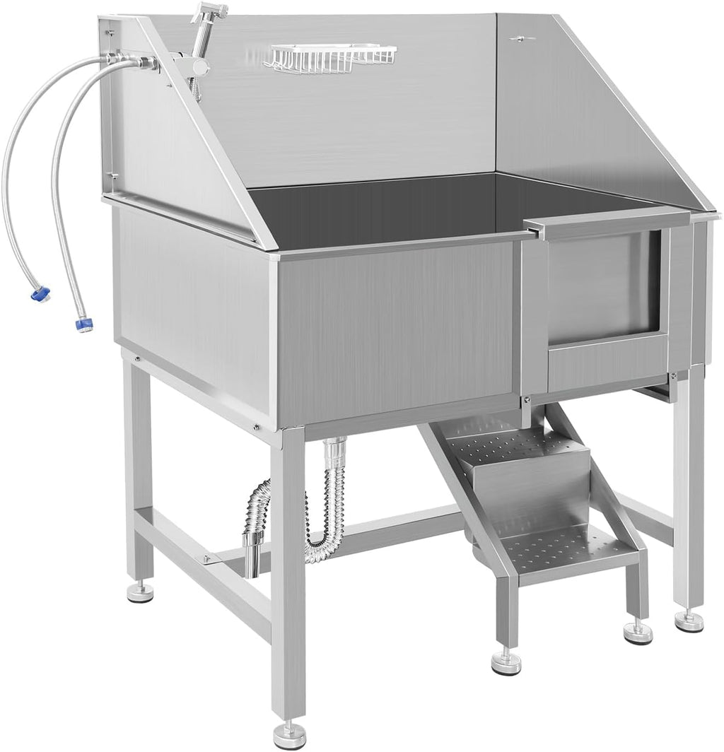 38" Stainless Steel Dog Grooming Tub with Ramp K41032