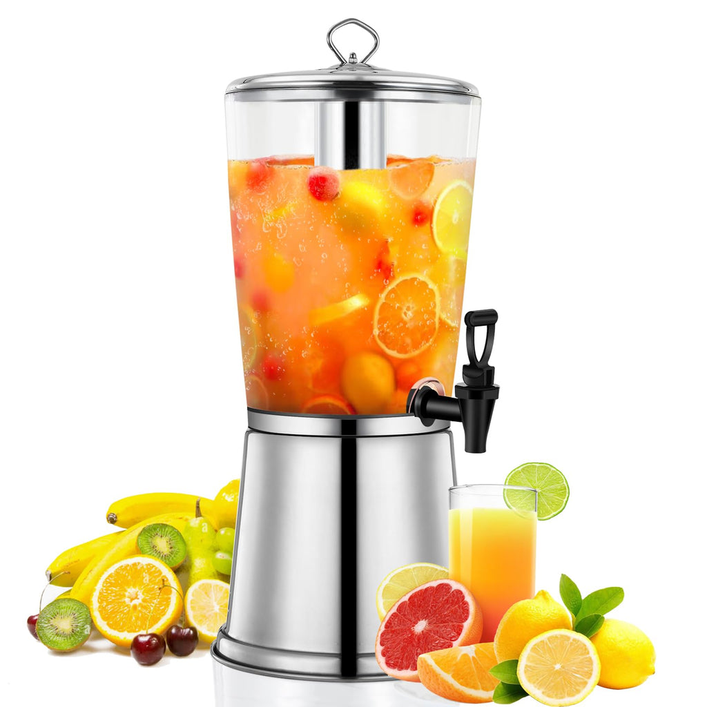2 Gallons Stainless Steel Beverage Dispenser with Stand and Spigot A18888