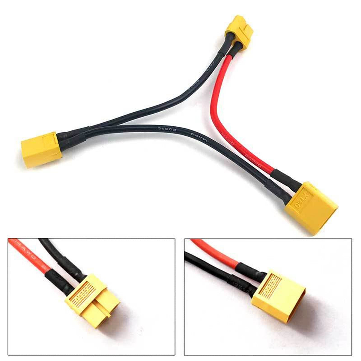 3 Pieces Battery Adapter Cable Y-Type Harness Connector XT60 Parallel H404