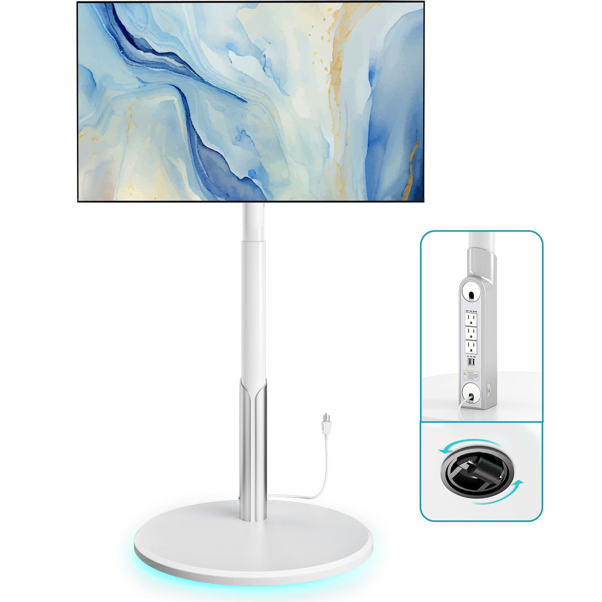 Mobile TV Stand with Power Outlet, Rolling TV Cart for 27-70 Inch, Height Adjustment, Holds up to 88lbs Y216039