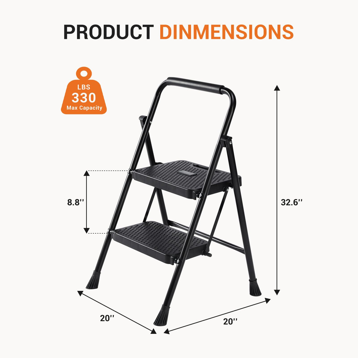 2 Step Folding Step Stool 330lbs Capacity C4328