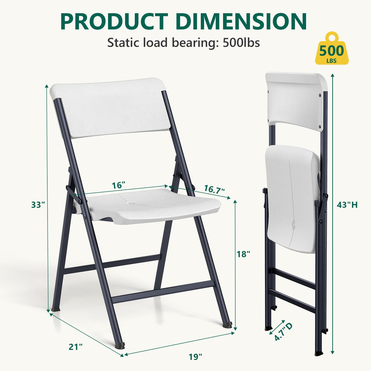White 4 Pack Plastic Folding Chairs with Metal Frame V7706