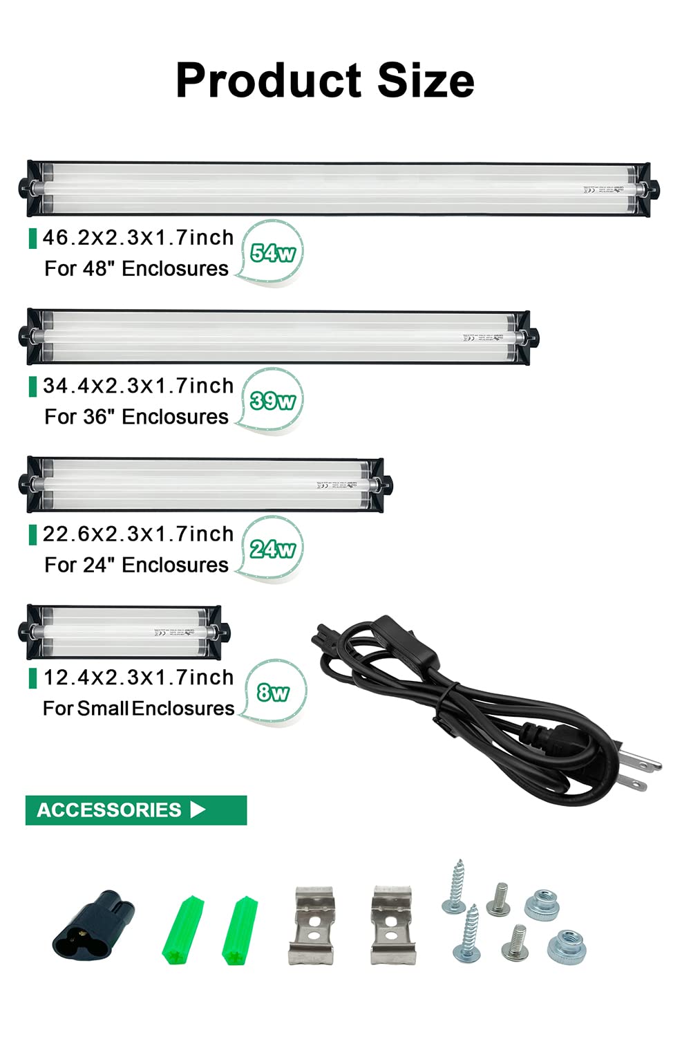 12 Inch 8W T5 10.0 UVB Reptile Light Fixture F68145