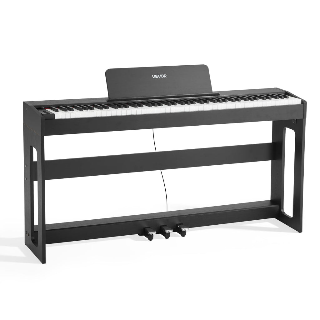 88 Keys Weighted Digital Piano with Furniture Stand and Triple Pedal, Black O9655