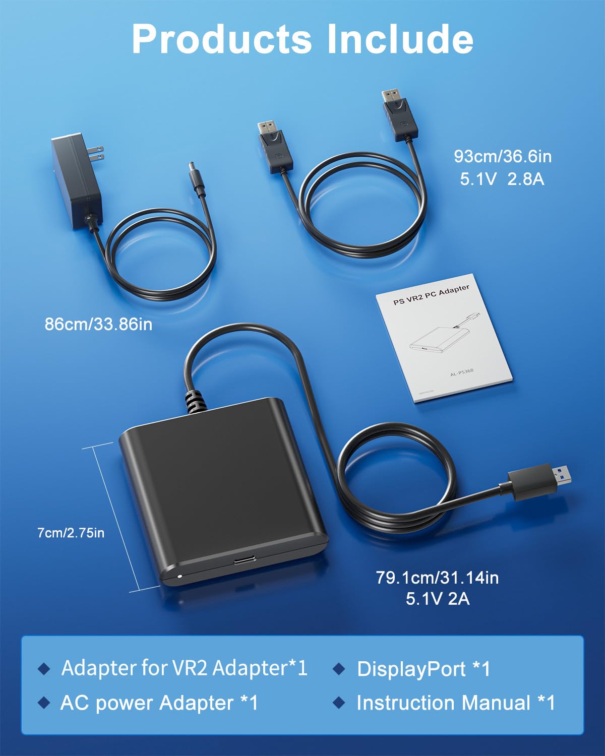 Adapter for VR2 with DP 1.4 Cable & 15W AC Power Supply R4020