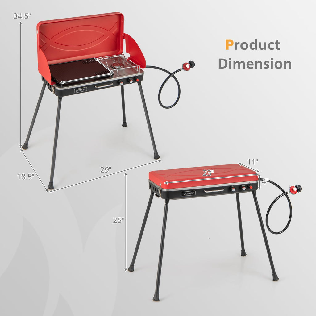 2-Burner Portable Propane Gas Grill with Removable Legs W628650