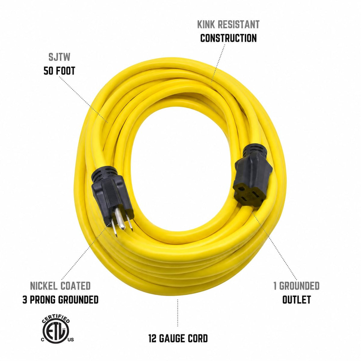 50 ft 12/3 SJTW Heavy Duty Outdoor Extension Cord G78645