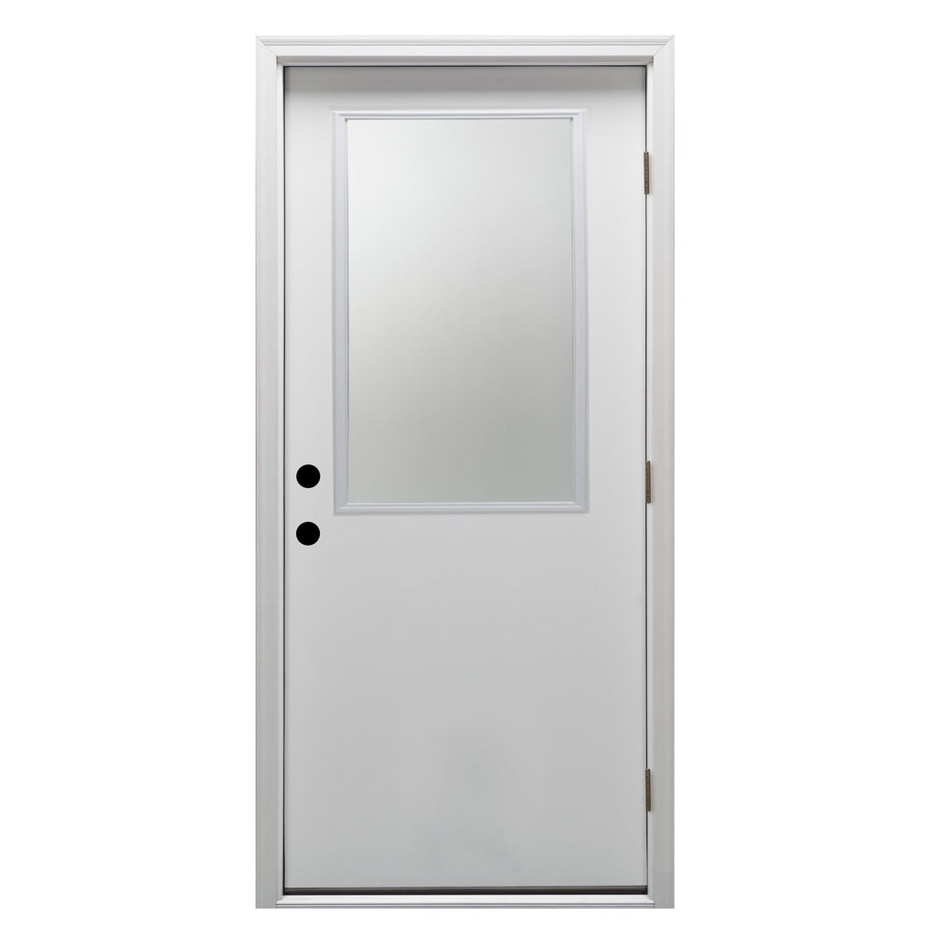 Primed Left Hand Outswing Prehung Door 1/2 Lite Clear Glass 36"x80" Steel A620