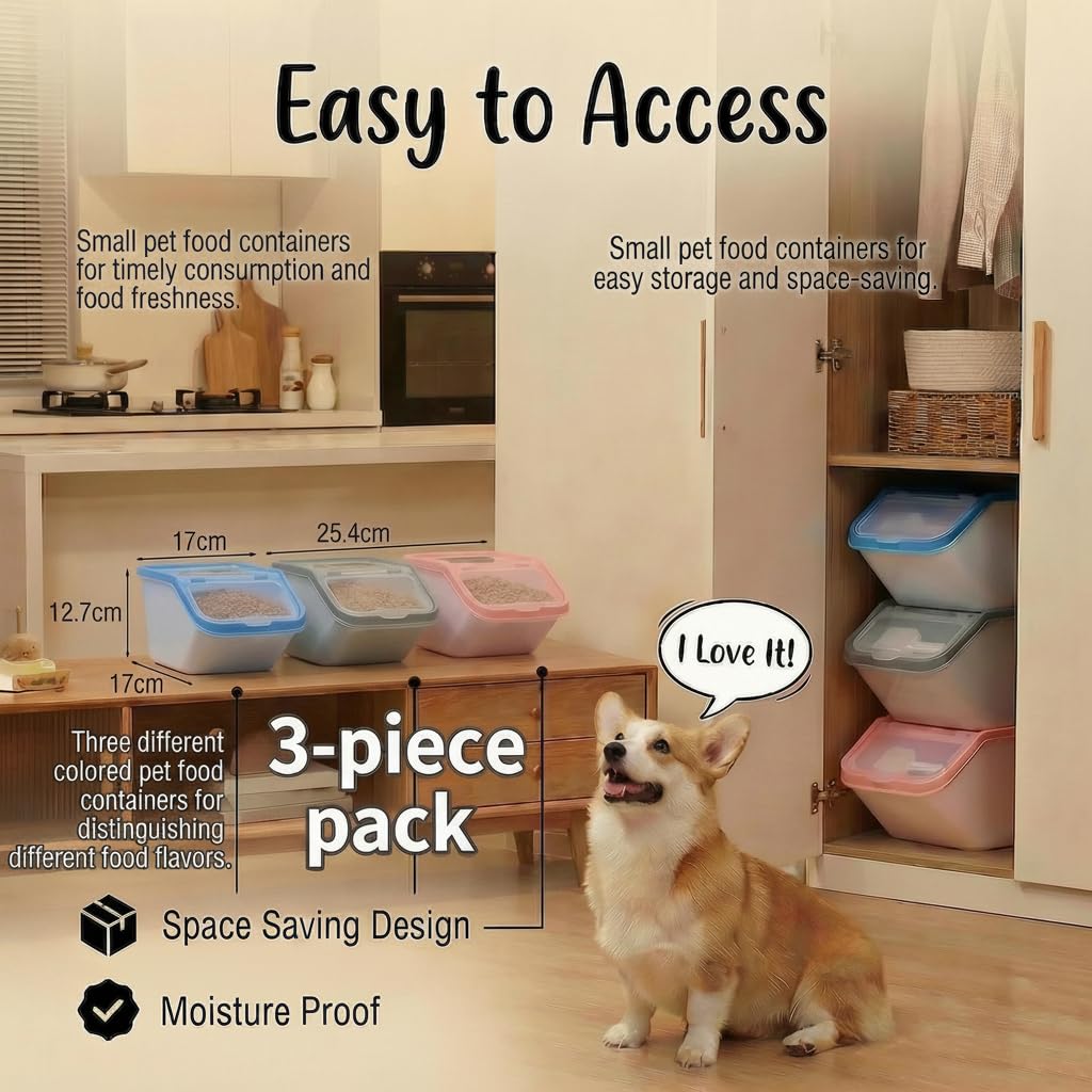 3-Pack Airtight Pet Food Storage Container Set with Scoop M851580