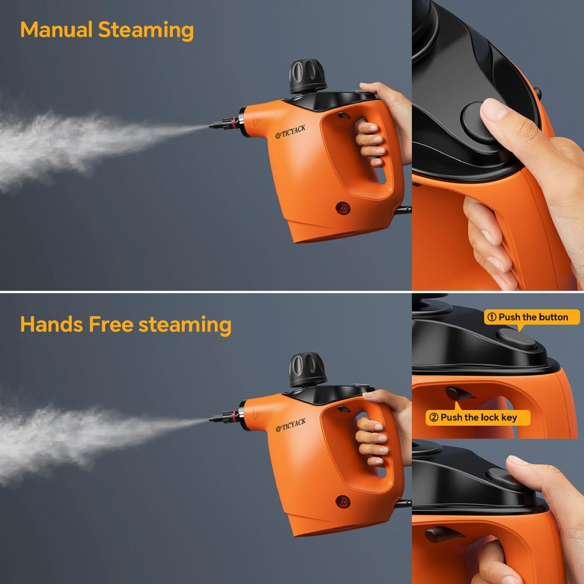 Handheld Steam Cleaner 500ML 16 PCS Orange O774972