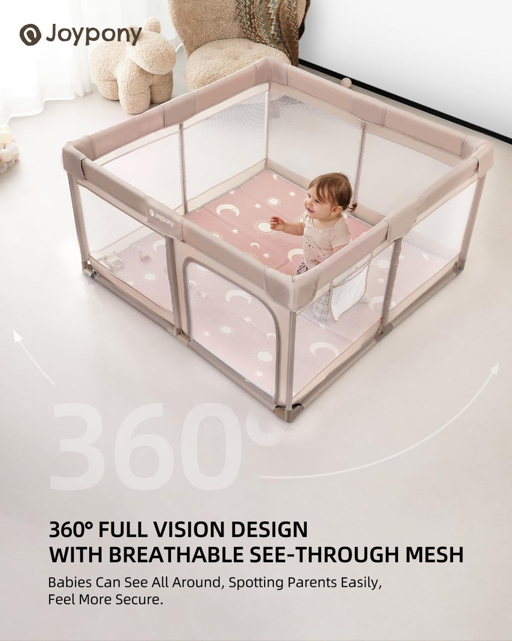Baby Playpen with Mat 50x50 in Beige E395
