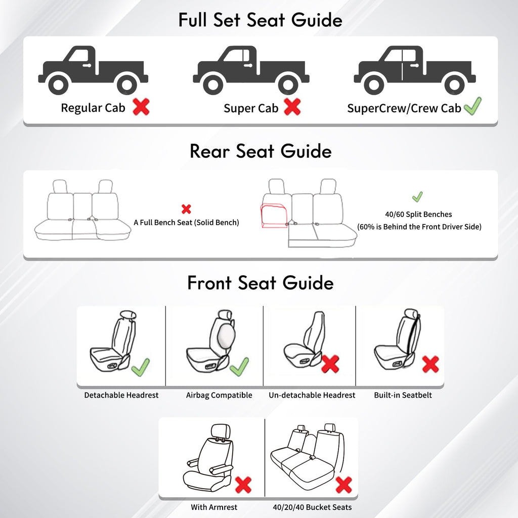 Leather Pickup Seat Cushion Cover Full Set Black N35969