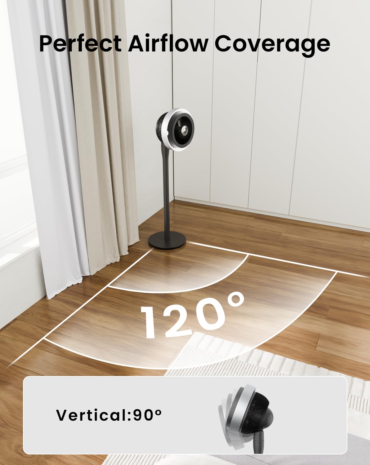 Standing Fan with Light, Digital Display, Adjustable Height, Remote, DarkGrey O643