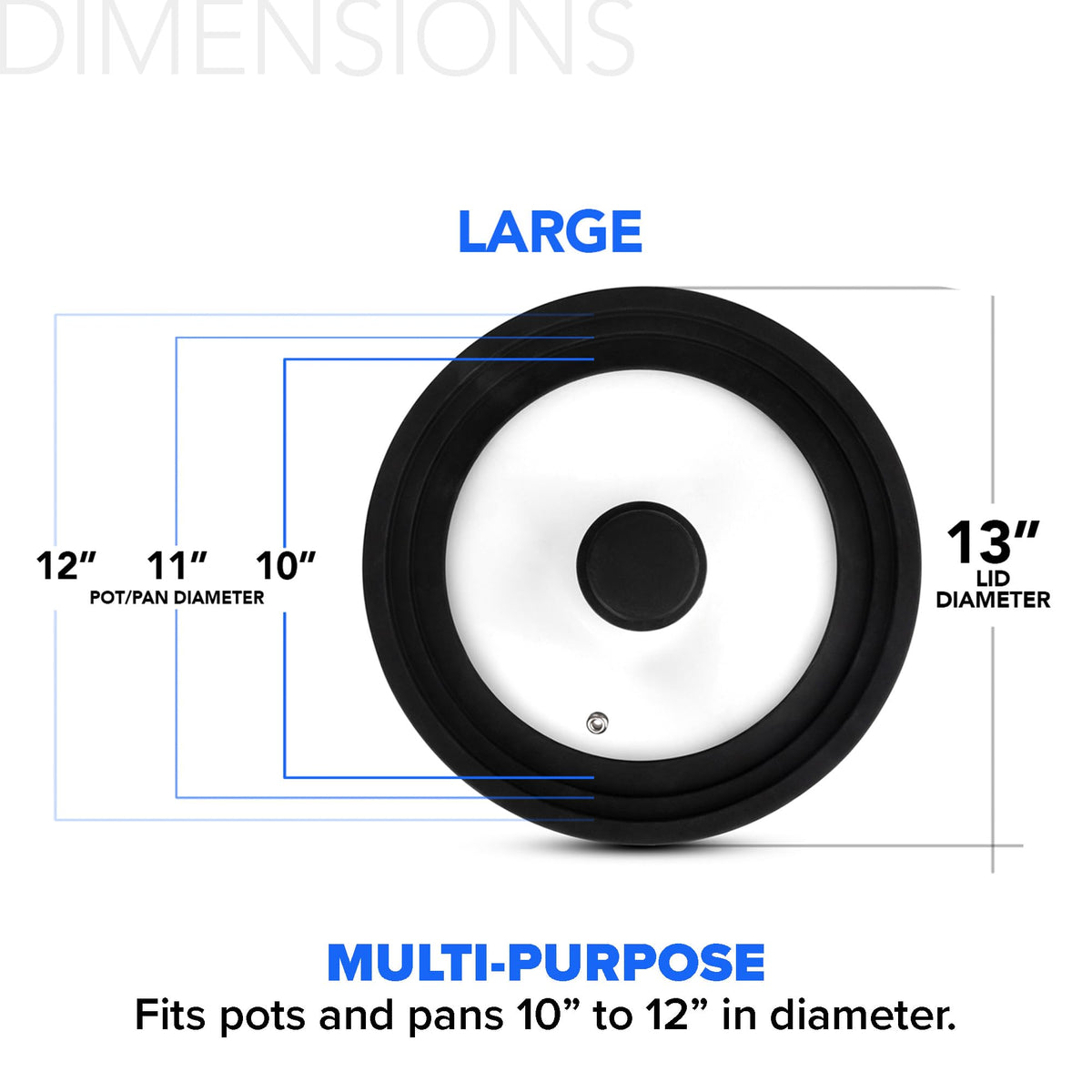 Silicone & Glass Universal Lid 10.5 to 12 Inches I341