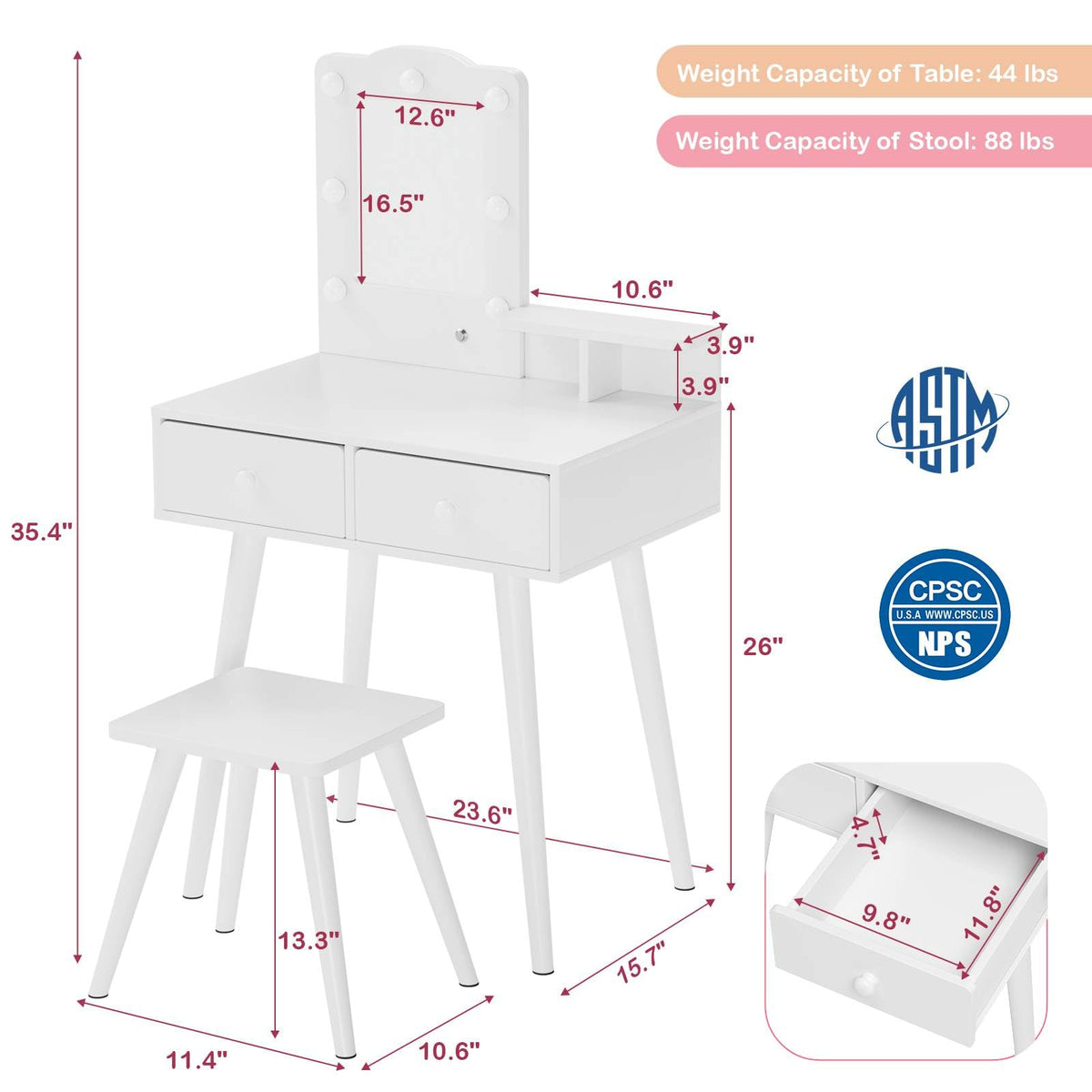 Kids Vanity and Chair Set Q2198