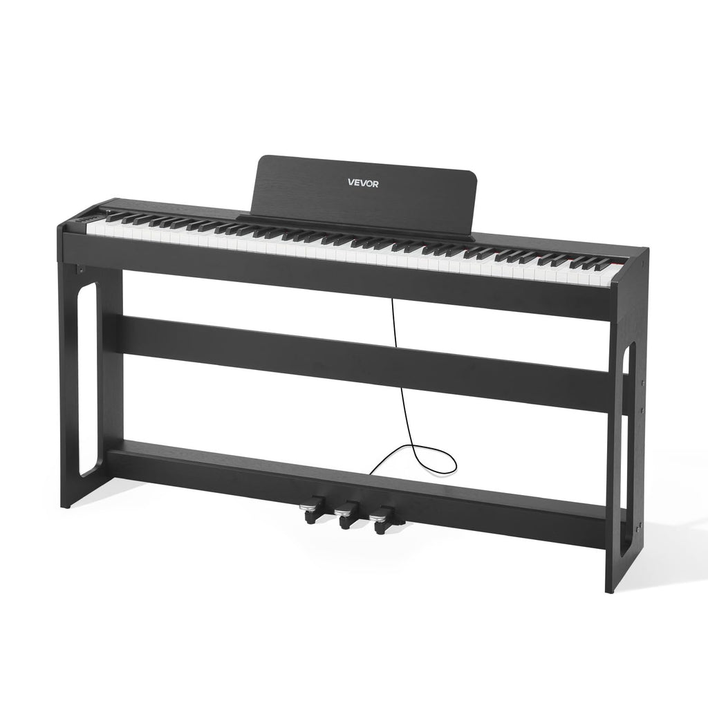 88 Keys Weighted Digital Piano with Furniture Stand and Triple Pedal, Black O9655
