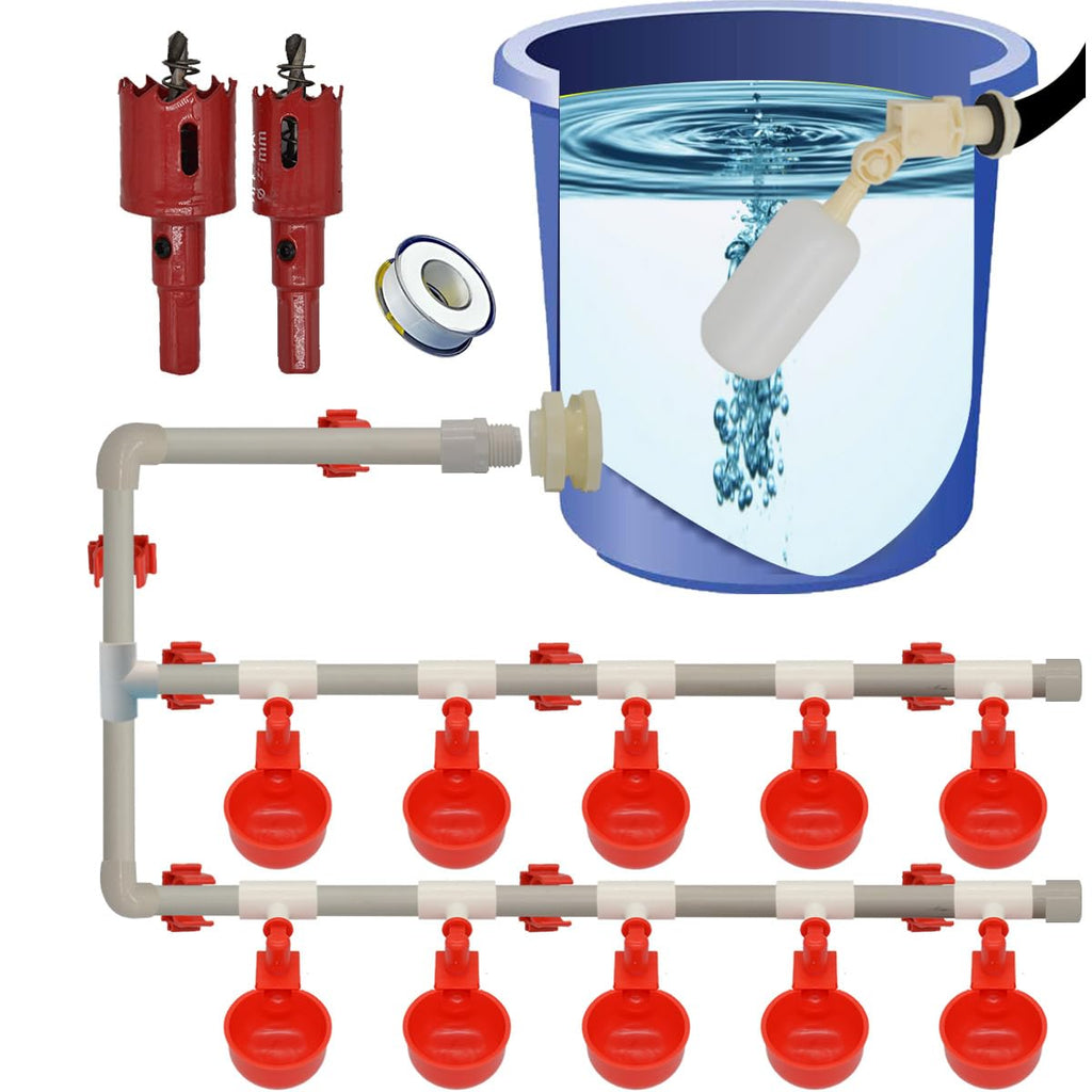 Automatic Chicken Nipple Waterer Cups and PVC Tee Fittings X3904