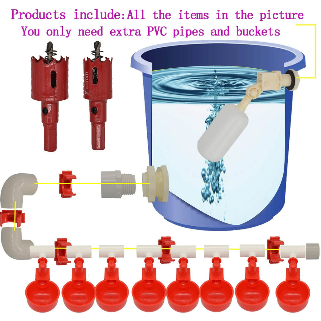 Automatic Chicken Nipple Waterer Cups and PVC Tee Fittings X3904