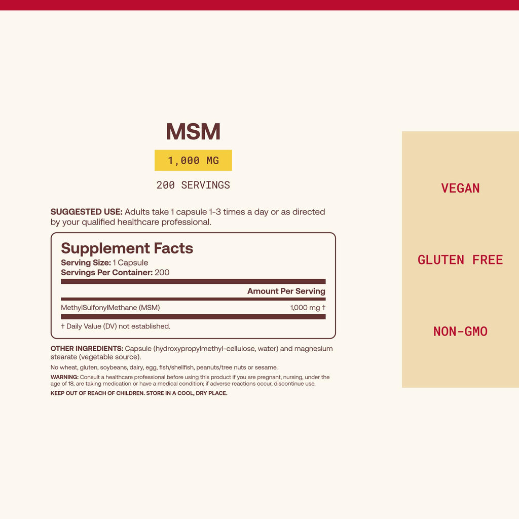 MSM Capsules 1,000 mg 200 Capsules C7583