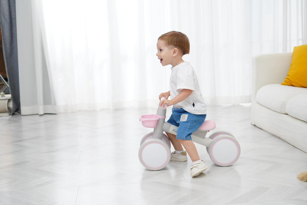 Pink Toddler Balance Bike with Adjustable Seat and Front Basket W743