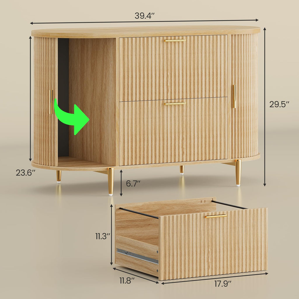 2 Drawer File Cabinet with 2 Sliding Door T44142