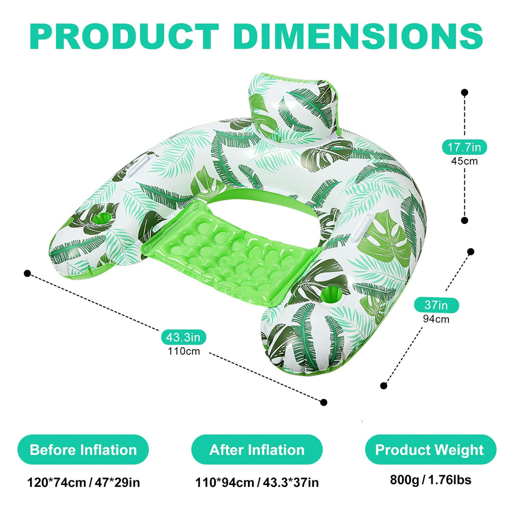 2 Pack Inflatable Pool Float Chair with Cup Holder A635