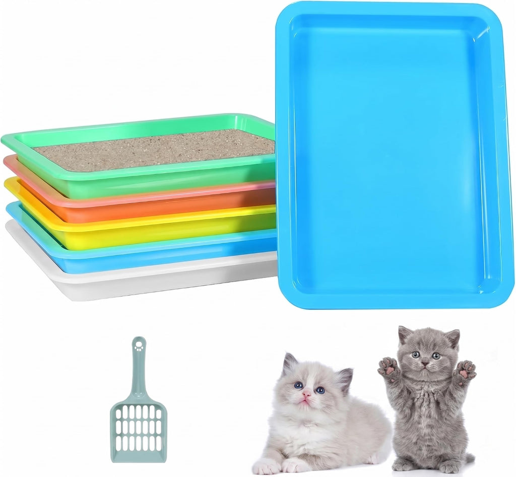 6 Pcs Low Entry Portable Litter Box with Scooper V51484