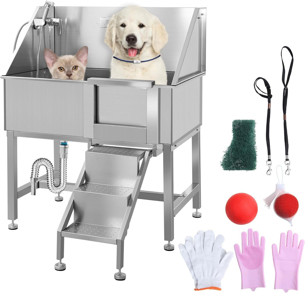 38" Stainless Steel Dog Grooming Tub with Ramp K41032