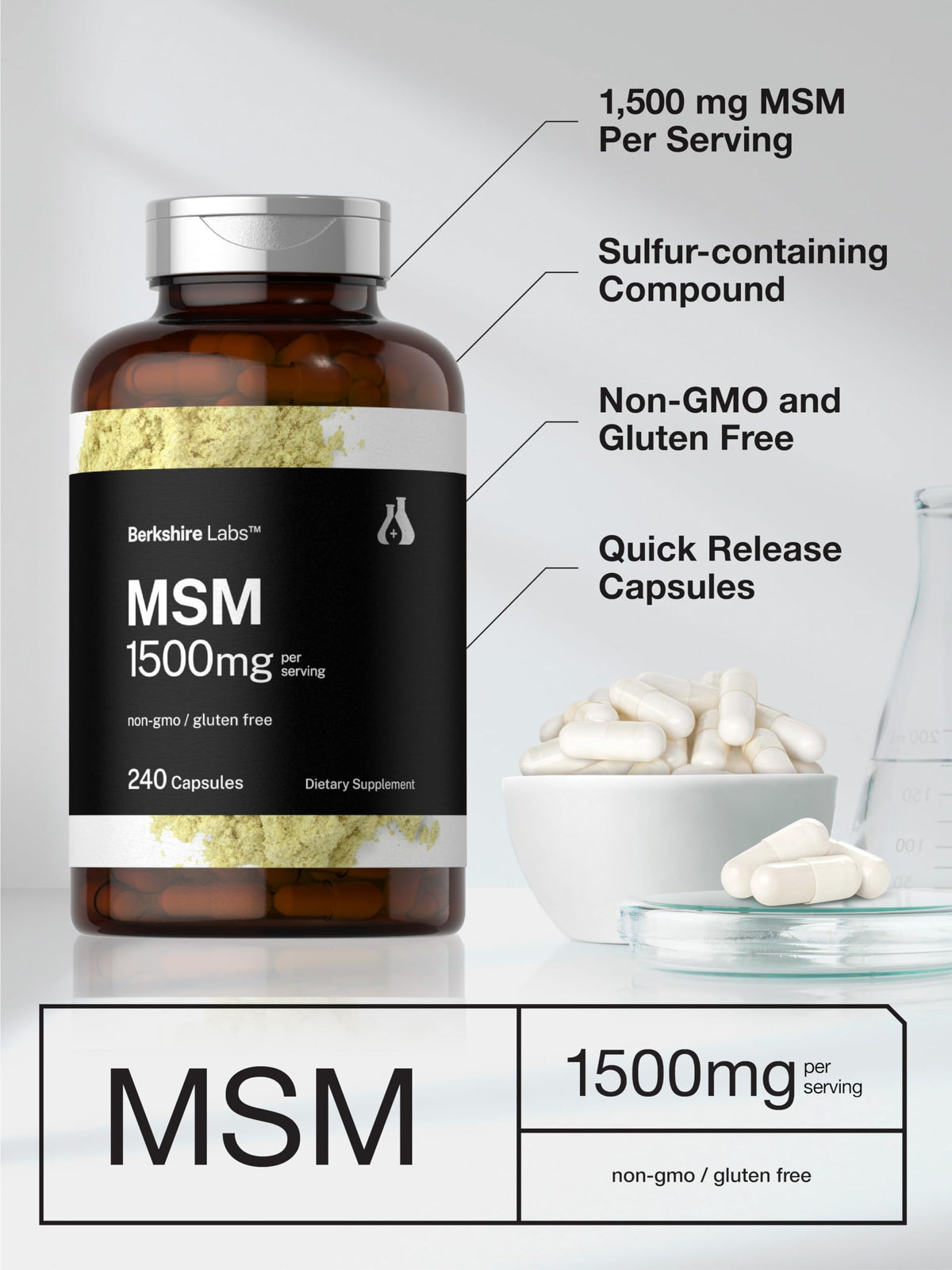 MSM Capsules 1500mg 240 Count S472