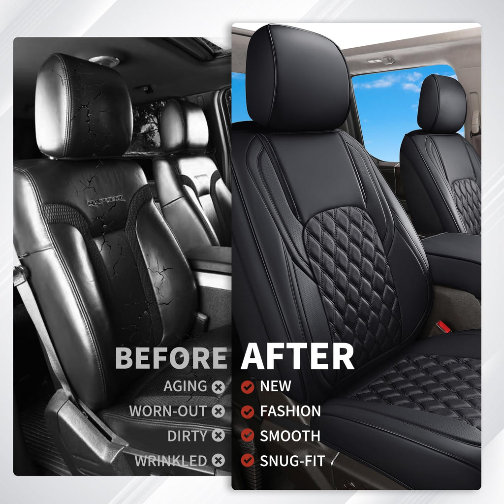 Leather Pickup Seat Cushion Cover Full Set Black N35969