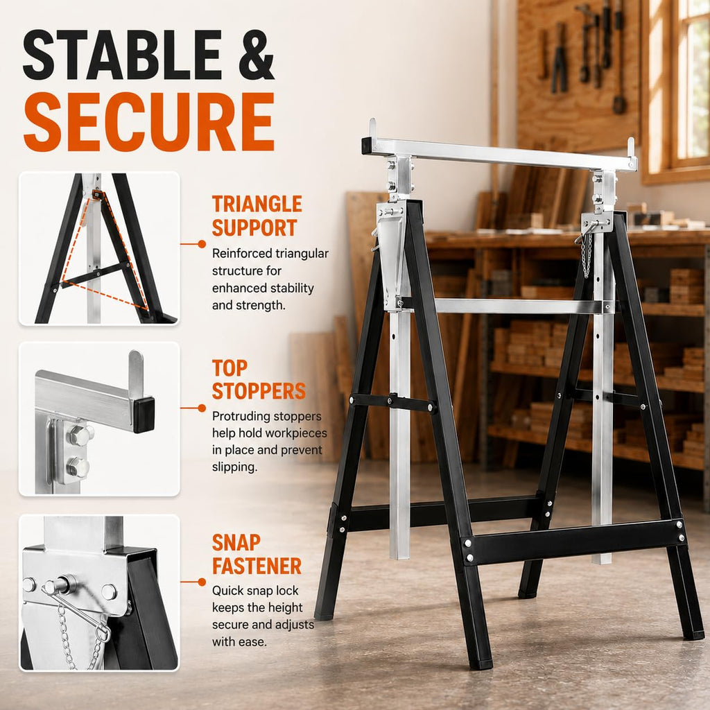 2 Pack Height Adjustable Folding Saw Horses D1924