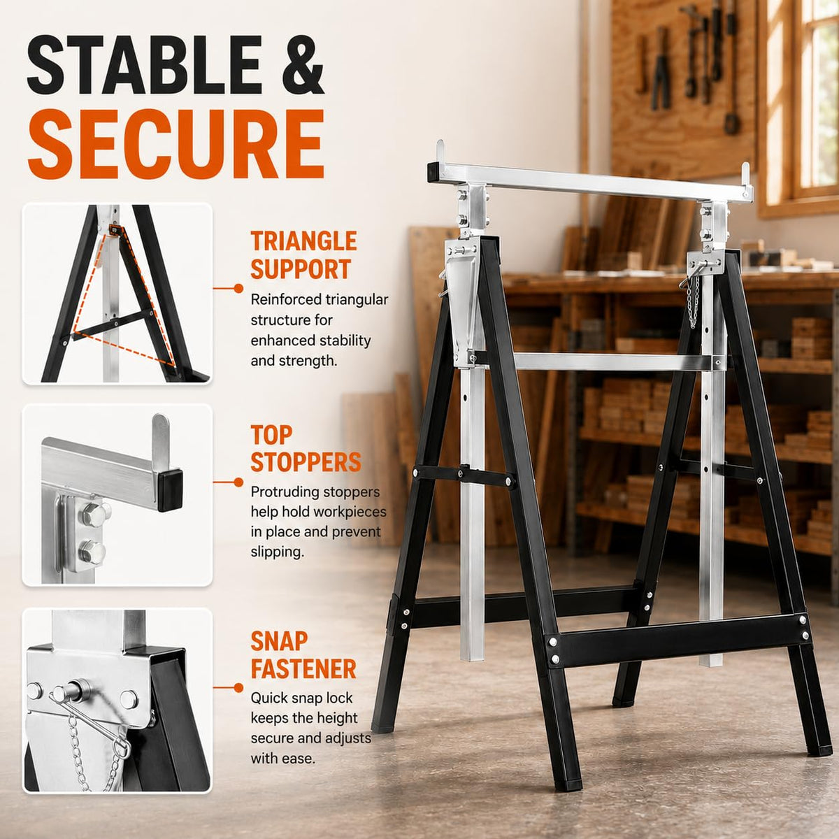 2 Pack Height Adjustable Folding Saw Horses D1924