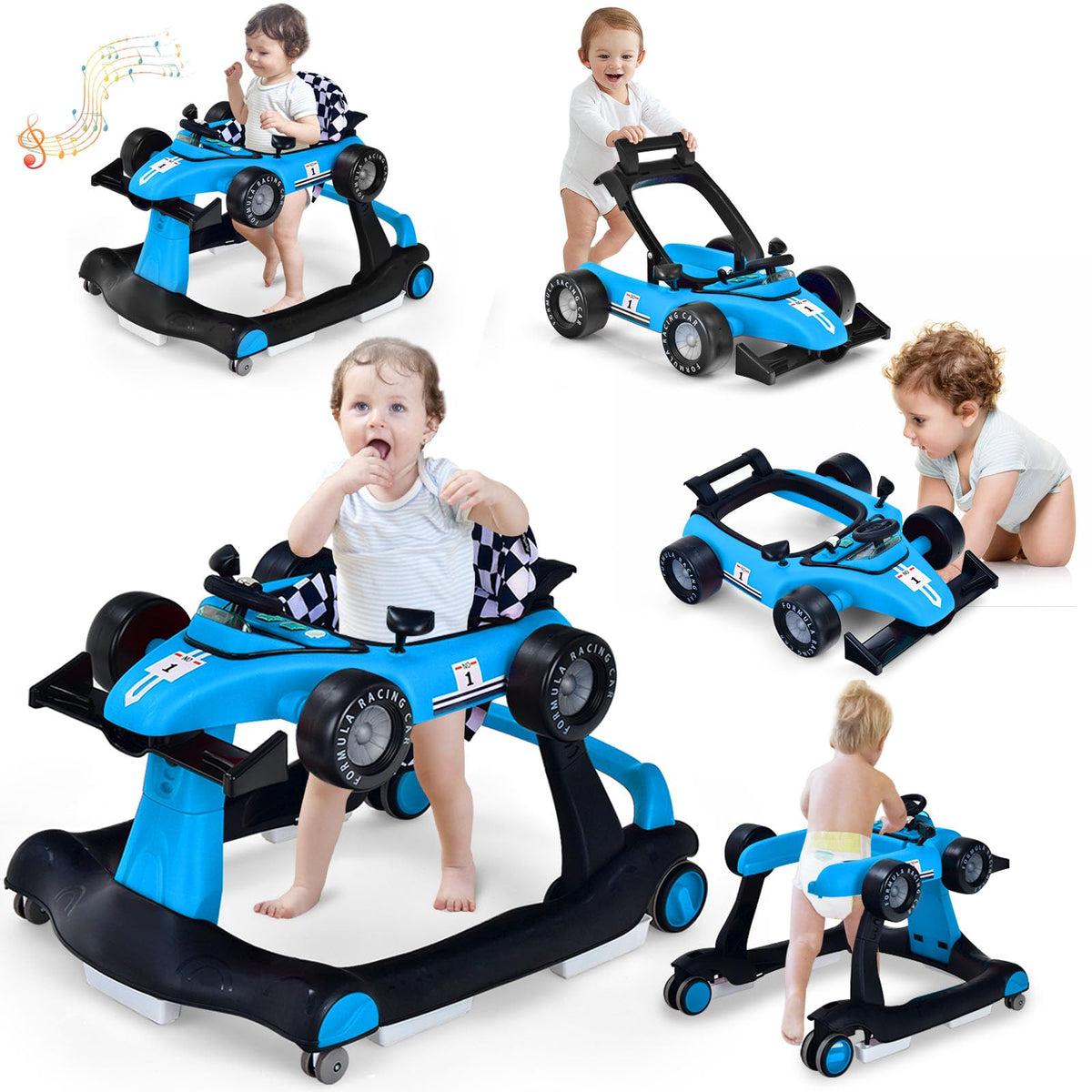 5-in-1 Foldable Baby Walker with Adjustable Height D51402