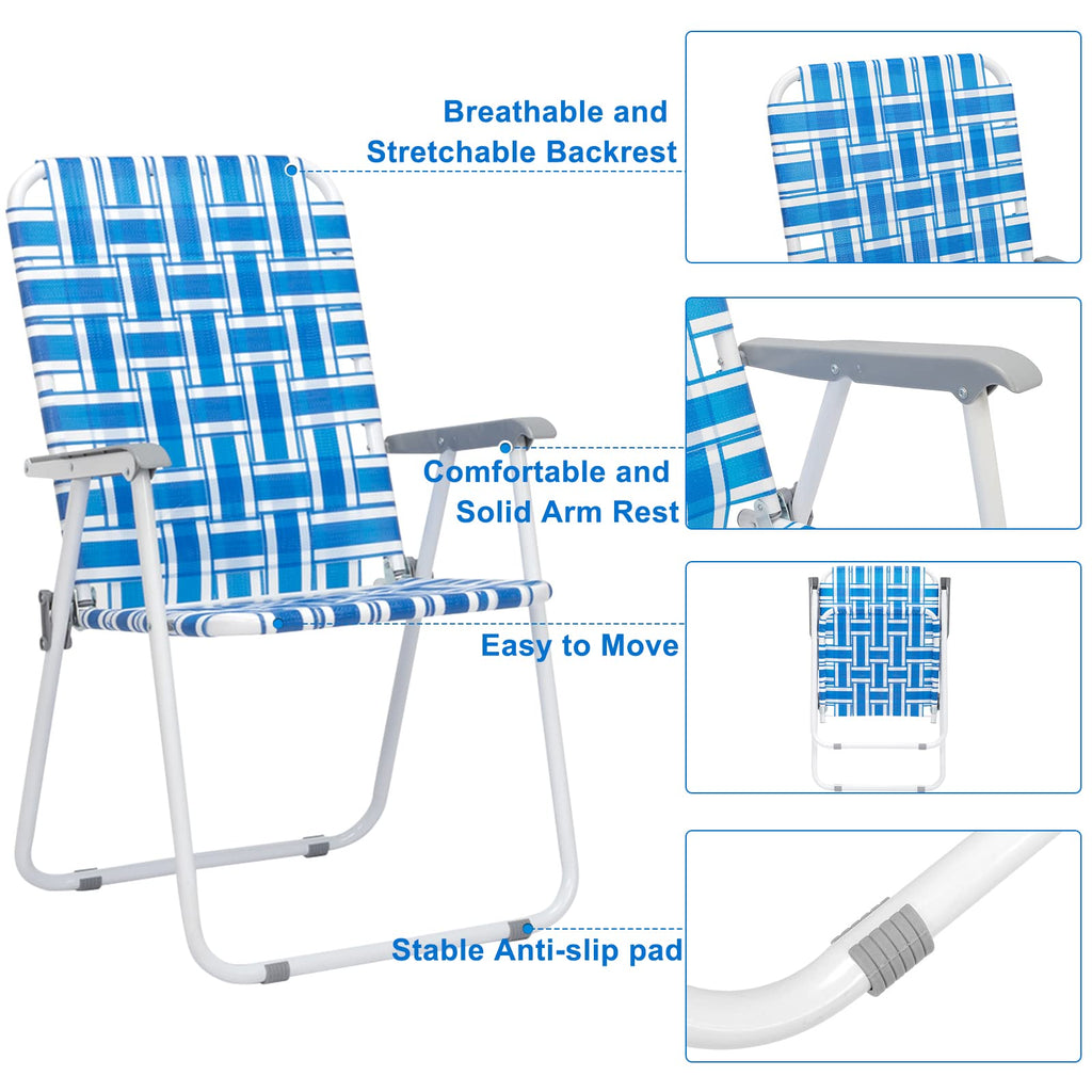 Set of 2 Blue Webbed Folding Camping Chairs T72564