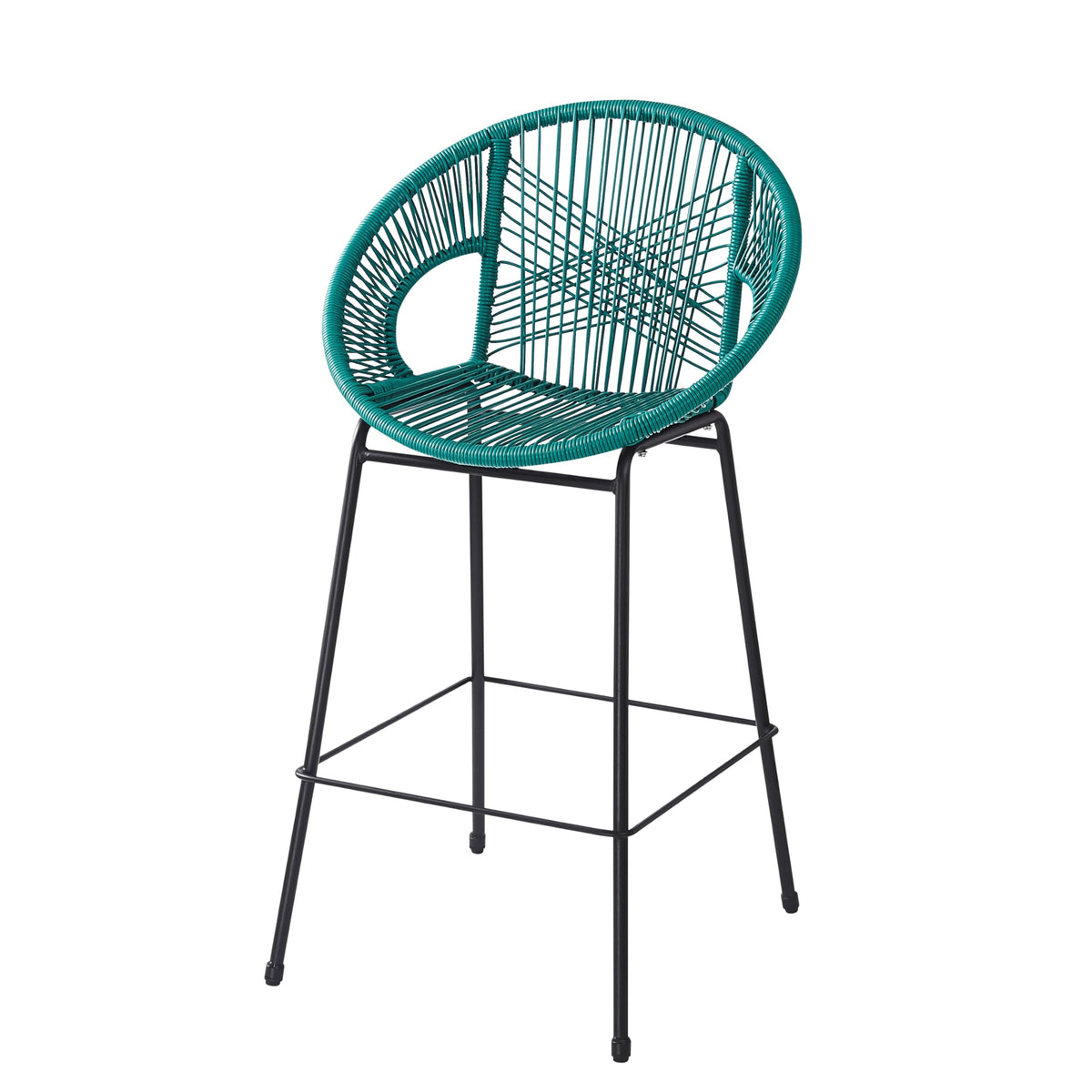 Teal Faux Wicker Outdoor Bar Stool, Set of 2 X67805