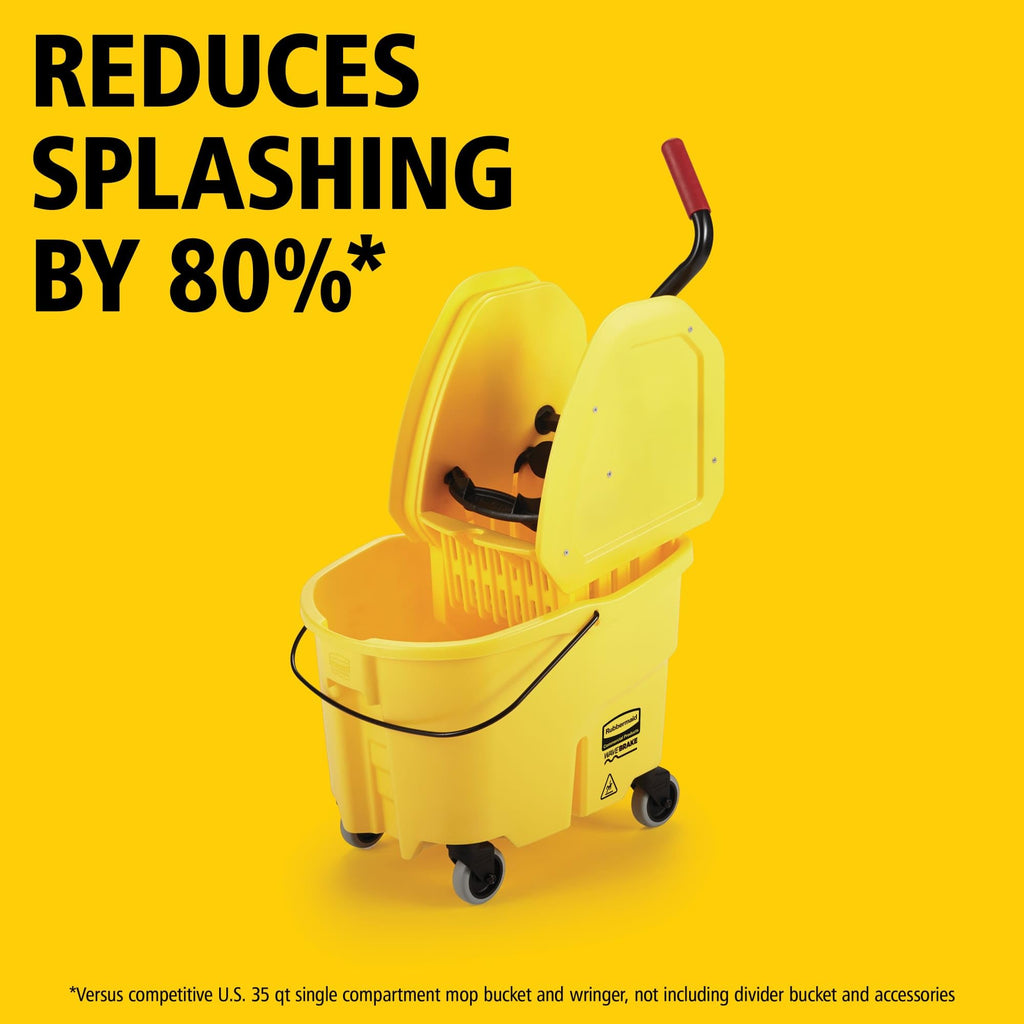 Yellow 35 QT Mop Bucket and Wringer Combo on Wheels L37277